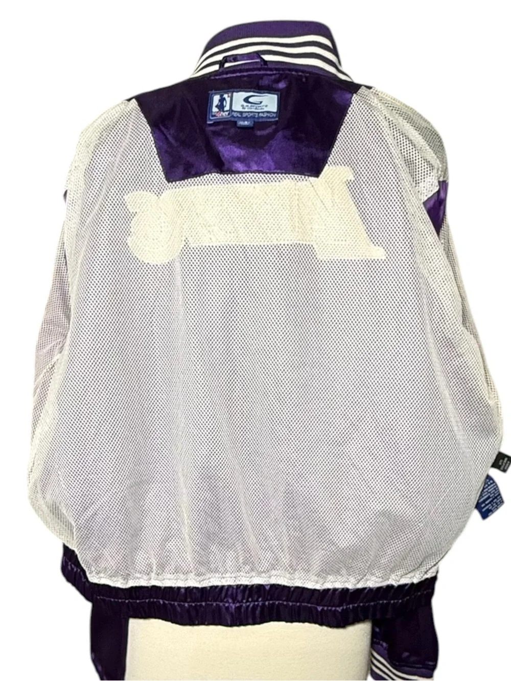 Los Angeles Lakers Y2K Satin Bomber Jacket NBA 4 Her Purple Gold XL EUC